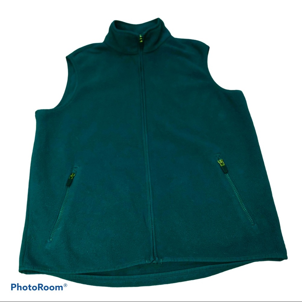 Lands’ End dark green fleece vest size small